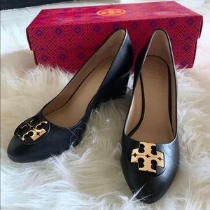 Tory Burch Black Wedge Heels size 6.5